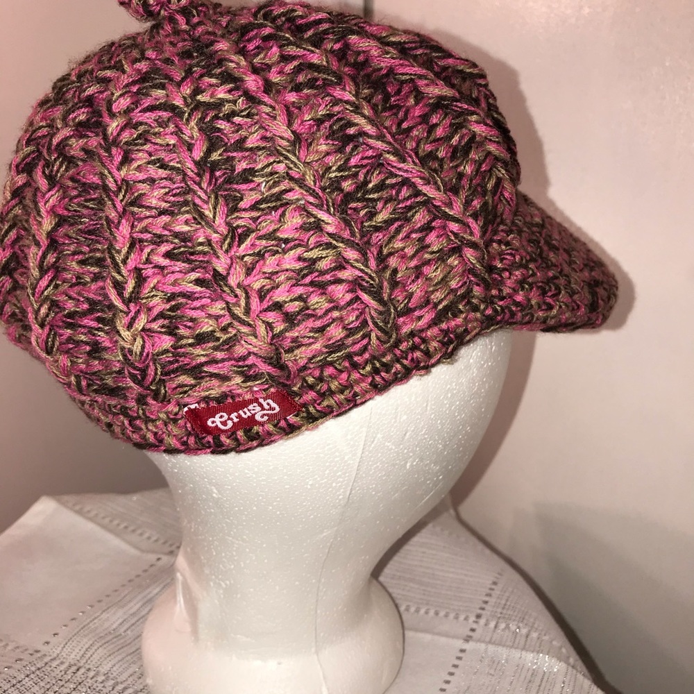 Crush Pink Knit Newsboy Cap - Picture 8 of 10